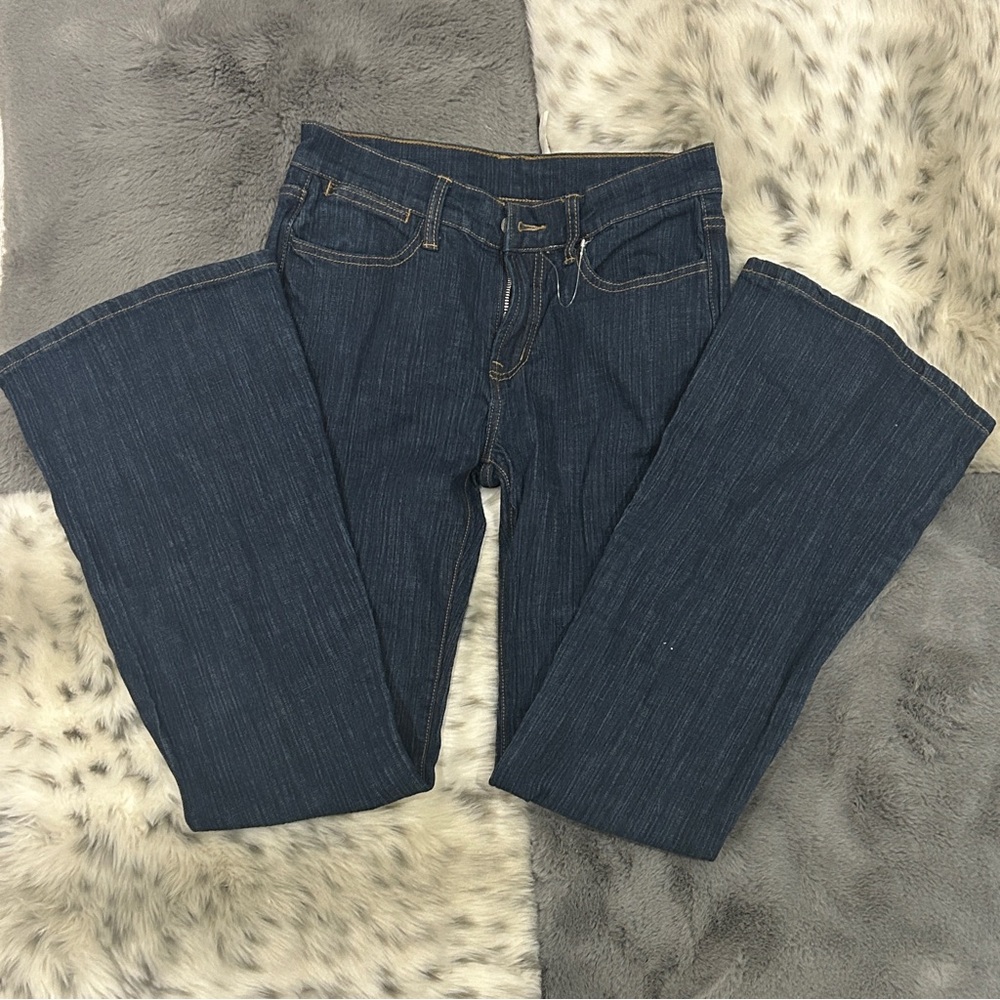 Classic Dark Blue Women's Low Rise Flared Jeans